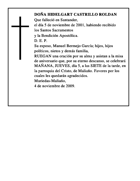 DOÑA HIDELGART CASTRILLO ROLDAN