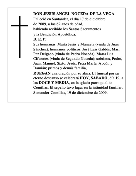 DON JESUS ANGEL NOCEDA DE LA VEGA