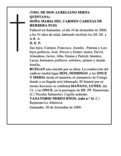 DOÑA MARIA DEL CARMEN CABEZAS DE HERRERA PUIG