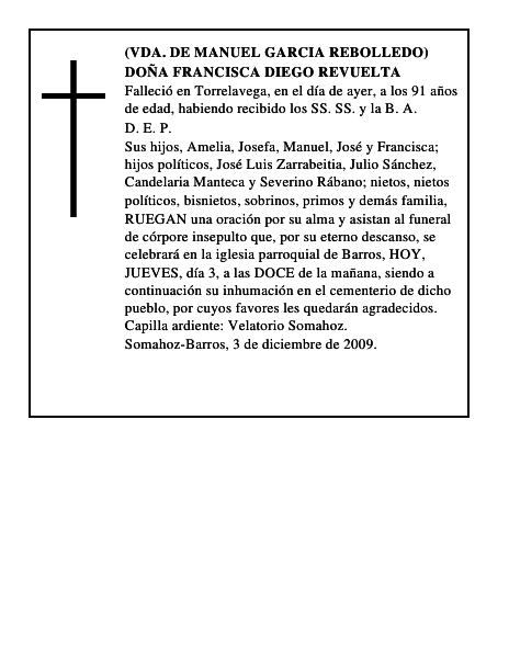 DOÑA FRANCISCA DIEGO REVUELTA