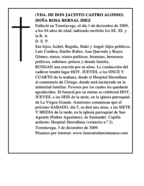DOÑA ROSA BERNAL DIEZ