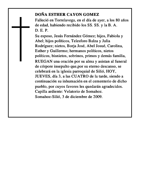 DOÑA ESTHER CAYON GOMEZ