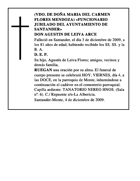 DON AGUSTIN DE LEIVA ARCE