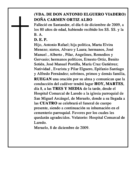 DOÑA CARMEN ORTIZ ALBO