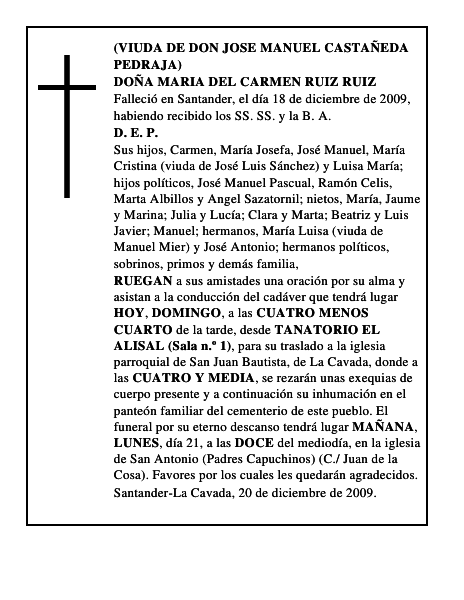 DOÑA MARIA DEL CARMEN RUIZ RUIZ