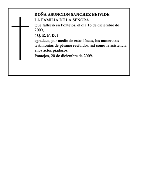 DOÑA ASUNCION SANCHEZ BEIVIDE