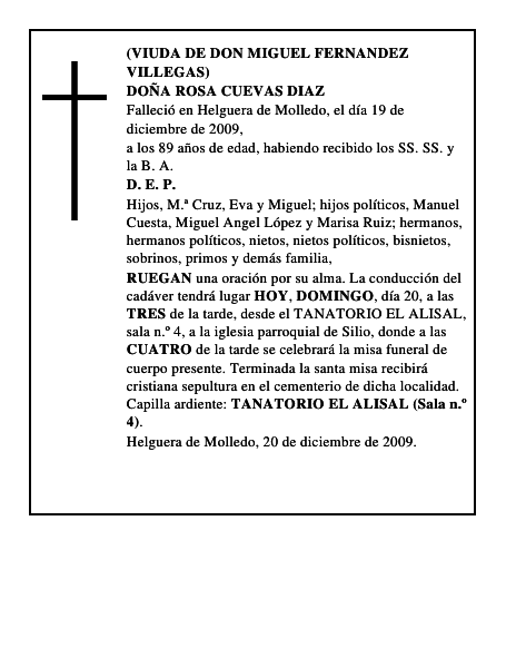 DOÑA ROSA CUEVAS DIAZ