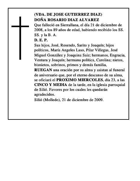 DOÑA ROSARIO DIAZ ALVAREZ