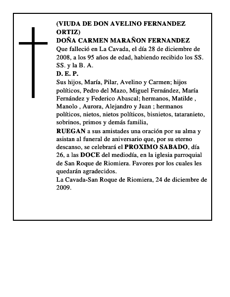 DOÑA CARMEN MARAÑON FERNANDEZ