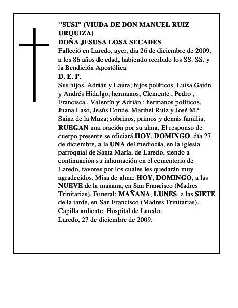 DOÑA JESUSA LOSA SECADES