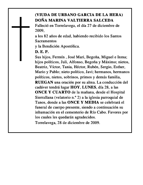 DOÑA MARINA VALTIERRA SALCEDA