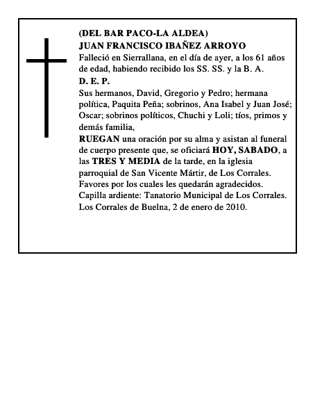 JUAN FRANCISCO IBAÑEZ ARROYO