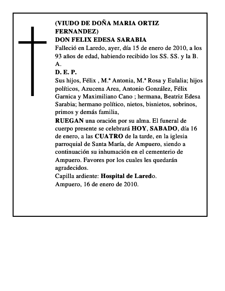 DON FELIX EDESA SARABIA