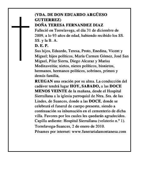 DOÑA TERESA FERNANDEZ DIAZ