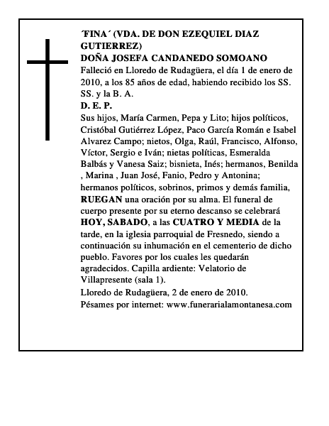 DOÑA JOSEFA CANDANEDO SOMOANO