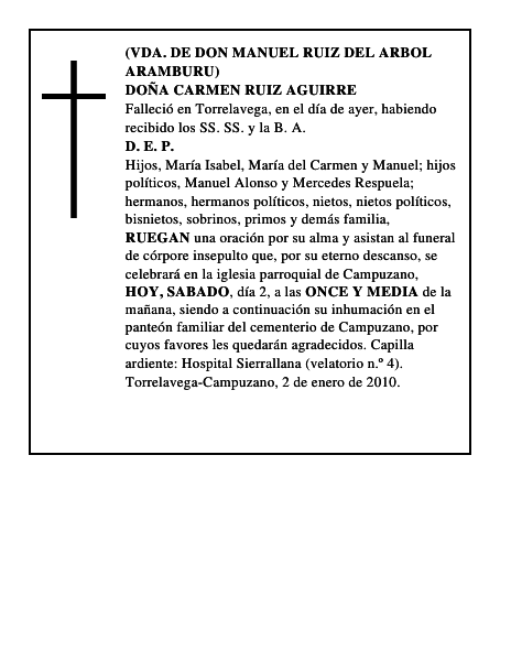 DOÑA CARMEN RUIZ AGUIRRE