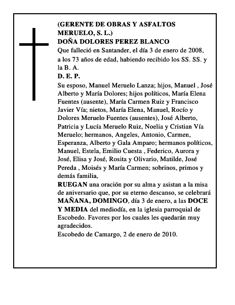 DOÑA DOLORES PEREZ BLANCO