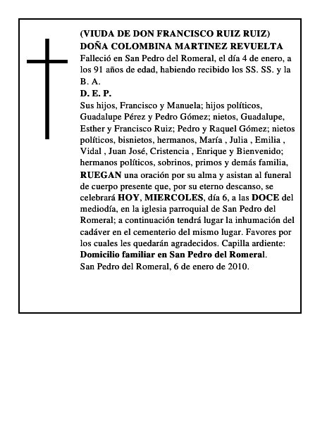 DOÑA COLOMBINA MARTINEZ REVUELTA