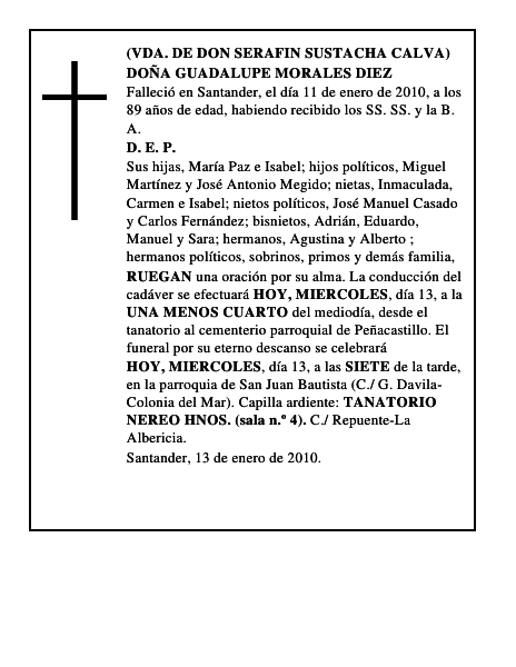DOÑA GUADALUPE MORALES DIEZ