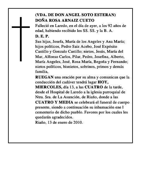 DOÑA ROSA ARNAIZ CUETO