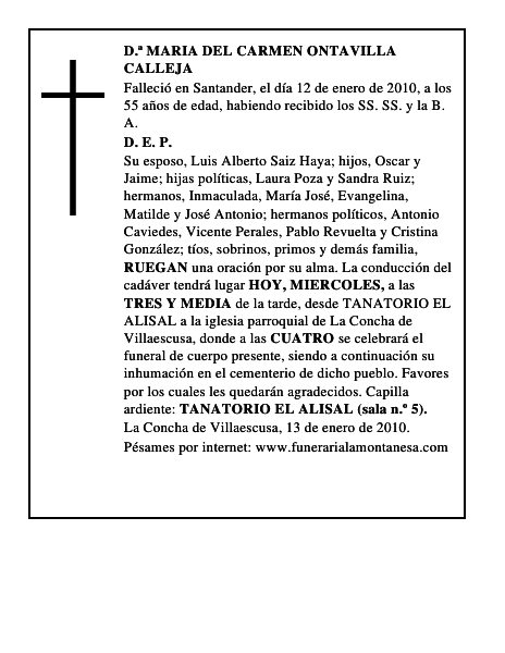 D.ª MARIA DEL CARMEN ONTAVILLA CALLEJA