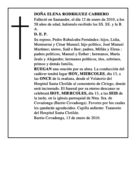 DOÑA ELENA RODRIGUEZ CABRERO