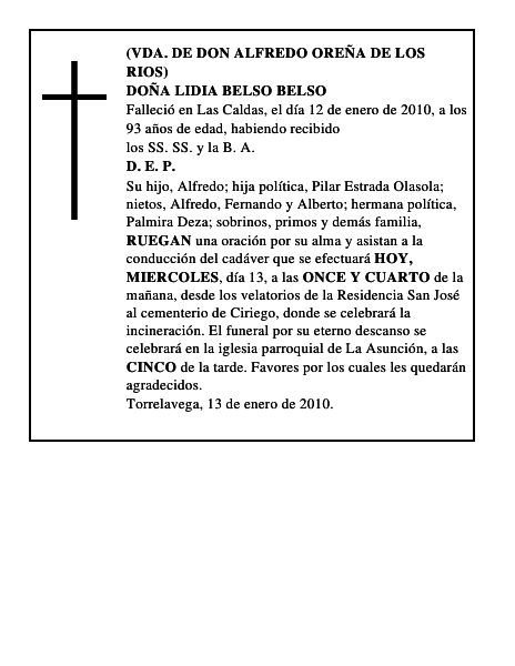 DOÑA LIDIA BELSO BELSO