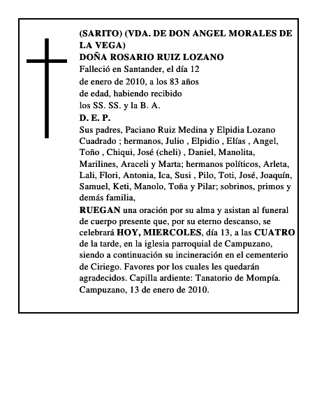 DOÑA ROSARIO RUIZ LOZANO