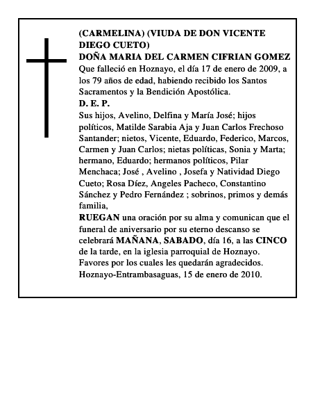 DOÑA MARIA DEL CARMEN CIFRIAN GOMEZ