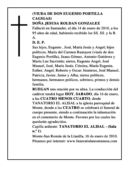 DOÑA JESUSA ROLDAN GONZALEZ