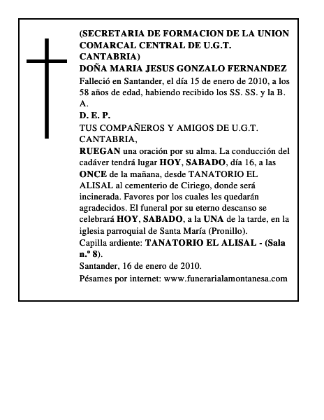 DOÑA MARIA JESUS GONZALO FERNANDEZ