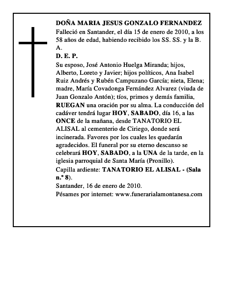 DOÑA MARIA JESUS GONZALO FERNANDEZ