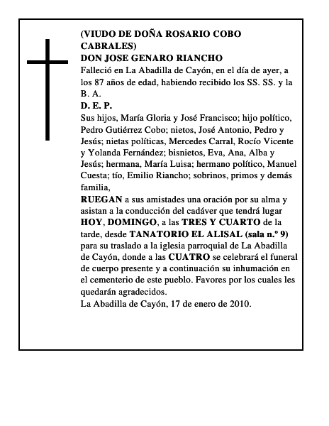 DON JOSE GENARO RIANCHO