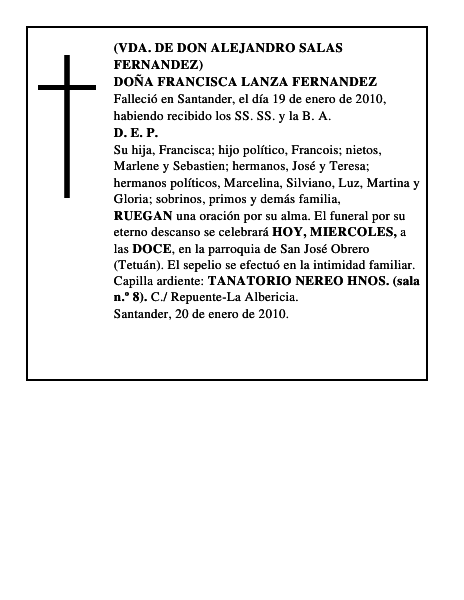 DOÑA FRANCISCA LANZA FERNANDEZ