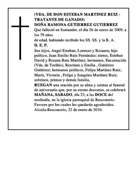 DOÑA RAMONA GUTIERREZ GUTIERREZ