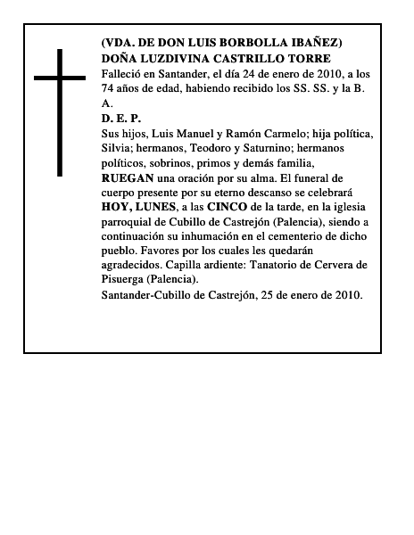 DOÑA LUZDIVINA CASTRILLO TORRE