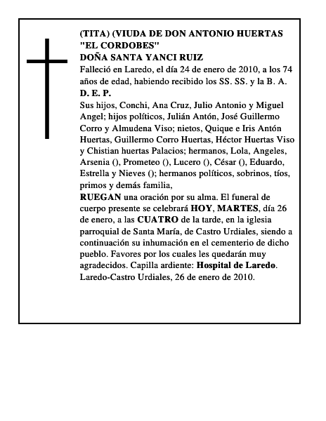 DOÑA SANTA YANCI RUIZ