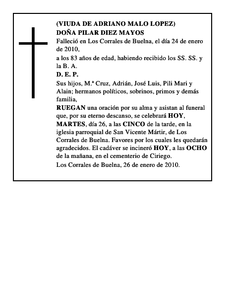 DOÑA PILAR DIEZ MAYOS