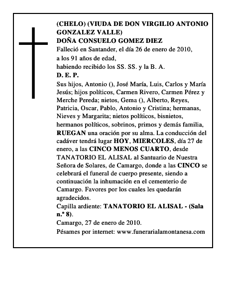 DOÑA CONSUELO GOMEZ DIEZ