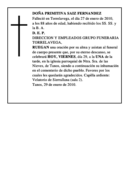 DOÑA PRIMITIVA SAIZ FERNANDEZ