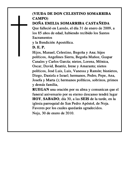 DOÑA EMILIA SOMARRIBA CASTAÑEDA