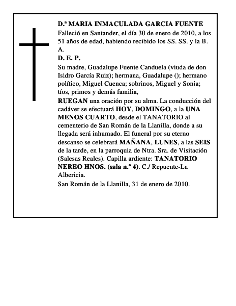 D.ª MARIA INMACULADA GARCIA FUENTE
