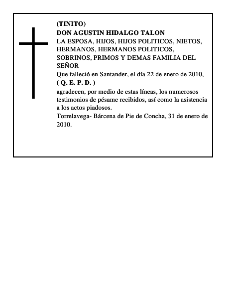 DON AGUSTIN HIDALGO TALON