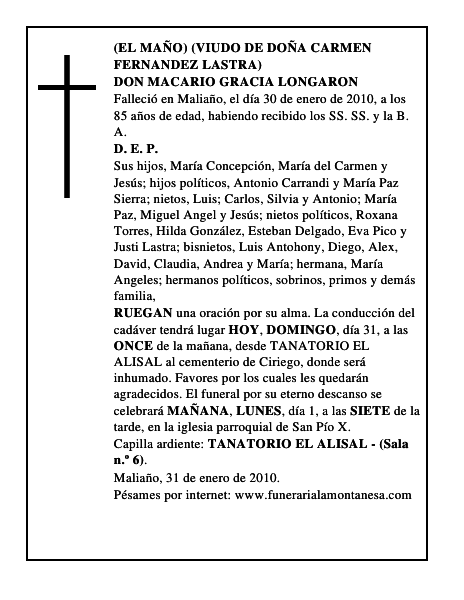 DON MACARIO GRACIA LONGARON