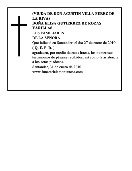 DOÑA ELISA GUTIERREZ DE ROZAS VARILLAS