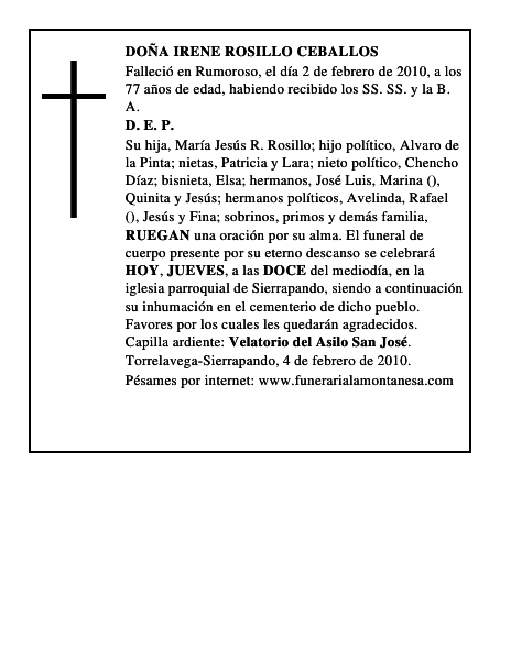 DOÑA IRENE ROSILLO CEBALLOS