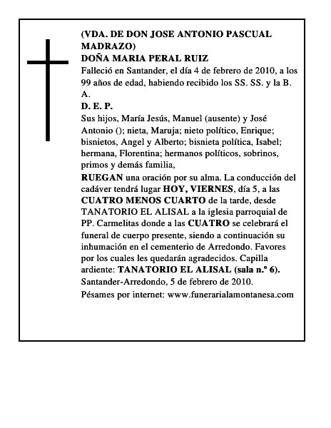 DOÑA MARIA PERAL RUIZ