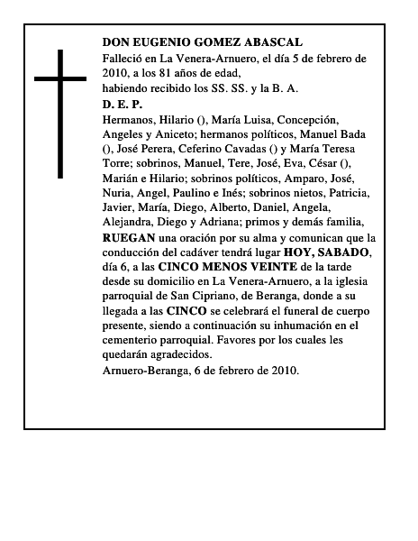 DON EUGENIO GOMEZ ABASCAL
