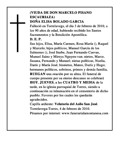 DOÑA ELISA BOLADO GARCIA