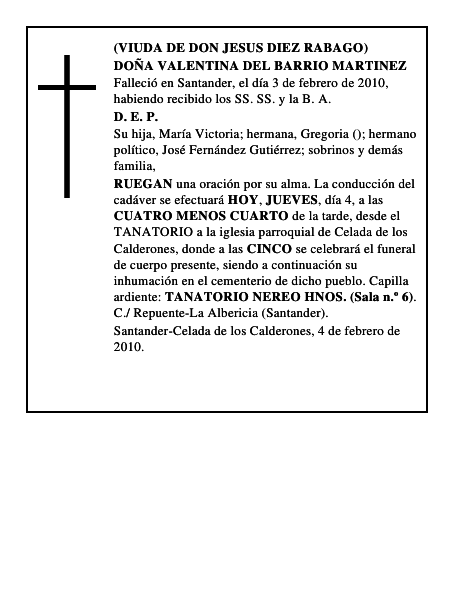DOÑA VALENTINA DEL BARRIO MARTINEZ